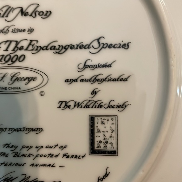 The Black Footed Ferret Will Nelson Vintage Last of Their Kind Endangered Plate - Picture 9 of 15